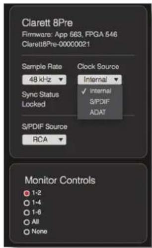 FOCUSRITE Clarett 2Pre - Source d'horloge (Clock Source) - 1