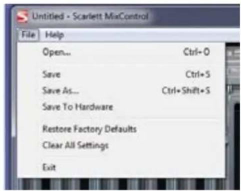 FOCUSRITE Scarlett 6i6 - Menu File (fichier) - 2
