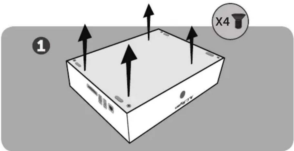 AC Ryan ACRPV73500 Playon HD Essential - Lepas semua sekrup di bagian bawah casing lalu lepas bagian bawah speerti terlihat pada gambar. - 1