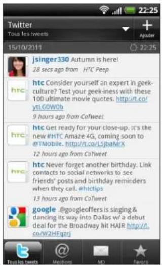 HTC Sensation XL - Tweeter dans Friend Stream - 1