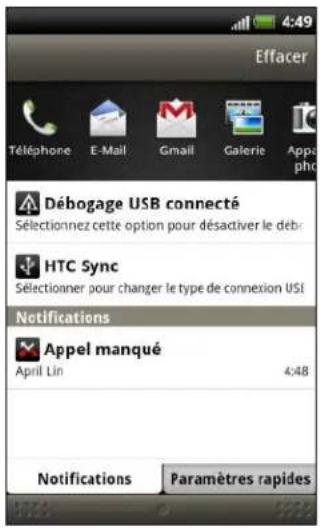 HTC Sensation XL - Panneau Notifications - 1