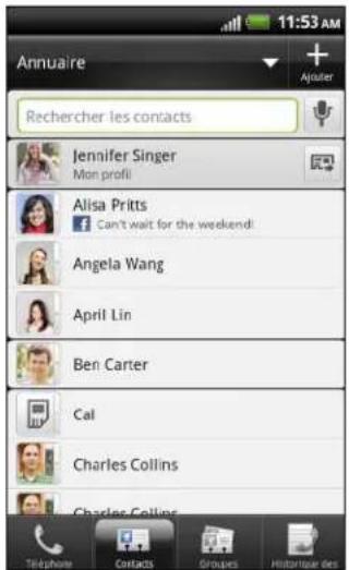 HTC Sensation XL - Votre liste de contacts - 1