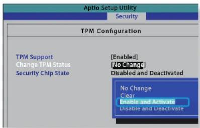 SAMSUNG NP270E5GE - 使用 TPM 安全设备(可选) - 1