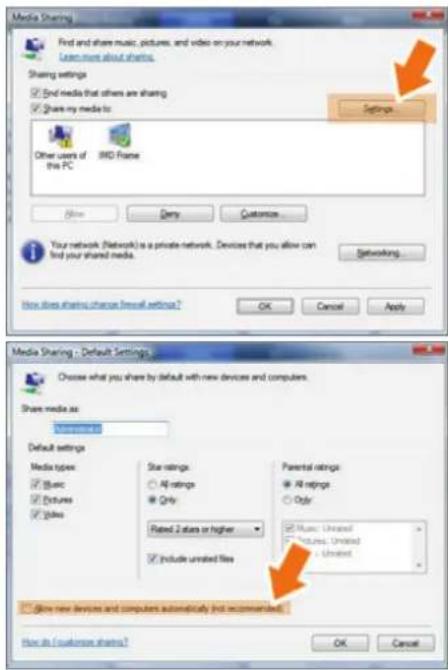 SAMSUNG SPF83V - Paramètres de partage pour l'acceptation des connexions depuis votre cadre photo - 6