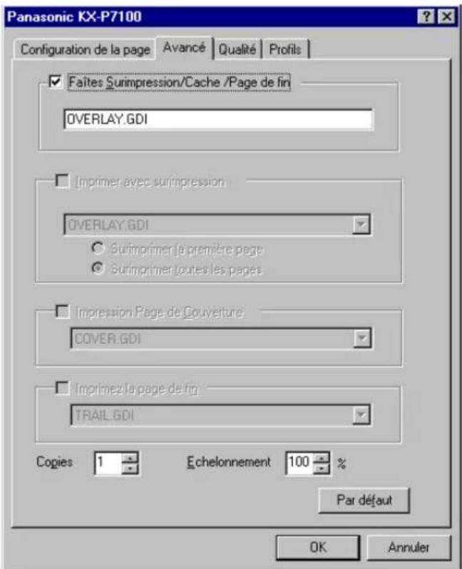 PANASONIC KXP7100 - Utilisation des options d'impression spéciales - 1