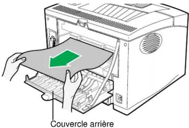 PANASONIC KXP7500 - S'il n'y a pas de papier bloqué visible, ouvre le couvercle tout en tenant l'onglet vert à droite du couvercle. - 2