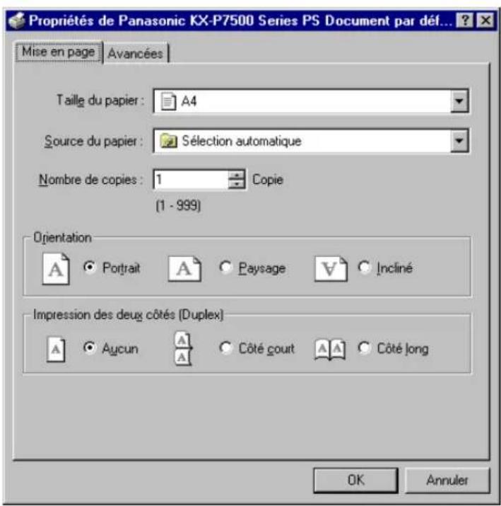 PANASONIC KXP7500 - Pour paramétre le pilote PostScript: - 1