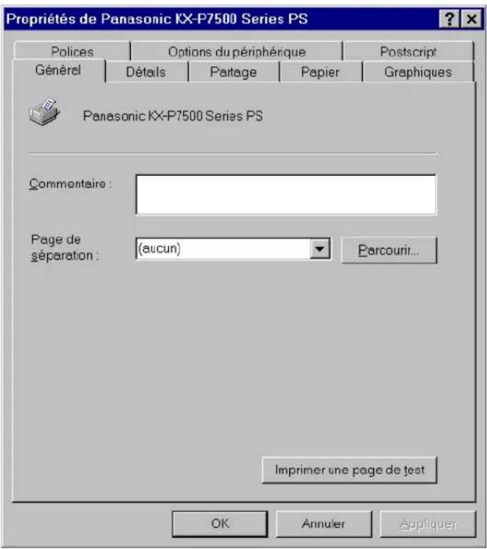 PANASONIC KXP7500 - Pour paramétre le pilote PostScript : - 1