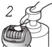 PANASONIC ESWD10 - Wet the discs and place a small quantity of liquid body soap on the discs. - 1
