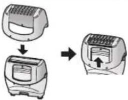 PANASONIC ESED93 - Setzen Sie den Kammaufsatz auf den Rasieraufsatz und klappen Sie den Langhaarschneider aus. - 1