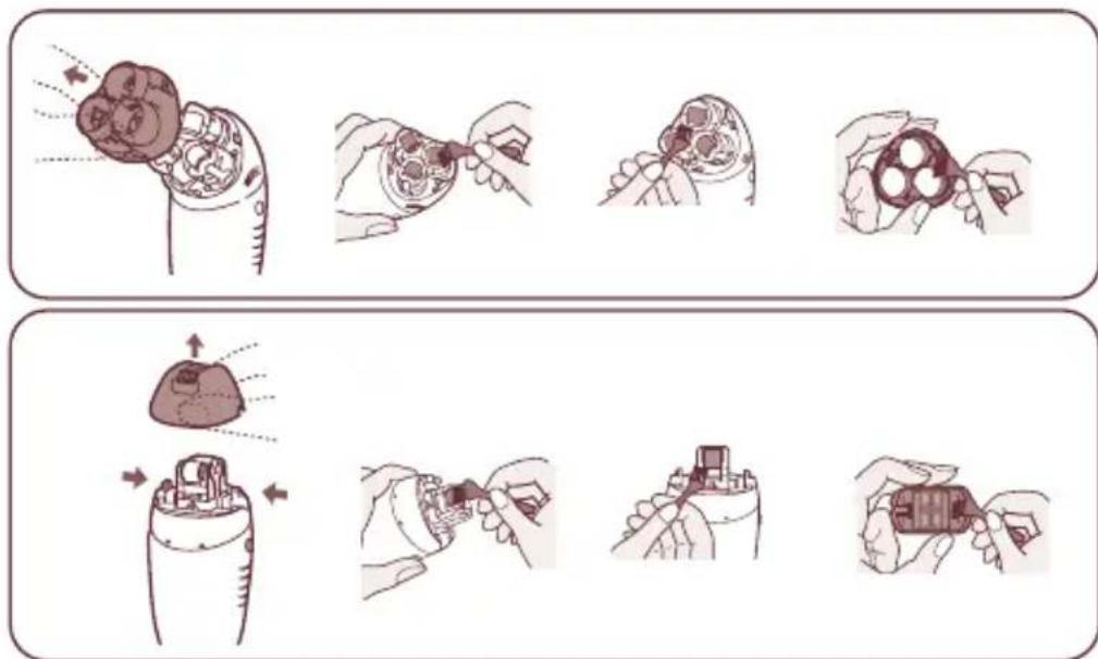 PANASONIC ES2064 - Pulizia dell'epilatore con la spazzola in dotazione - 1