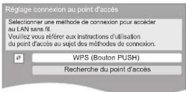 PANASONIC SCBTT755 - Sélectionnez "WPS (Bouton PUSH)" ou "Recherche du point d'accès" puis suivez les instructions à l'écran et effectuez les réglages. - 1