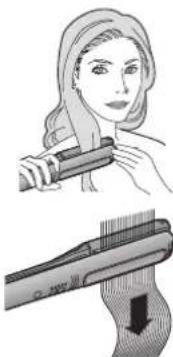 PANASONIC EHHW51 - Bewegen Sie den Styling-Haarglätter in Richtung der Haarspitzen. - 1