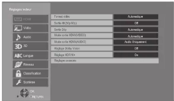 PANASONIC DPUB824 - Menu de réglage - 1