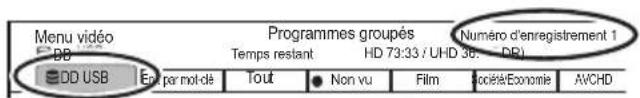 PANASONIC DMRUBS70 - Pour changer l'onglet du type de programme affché - 1
