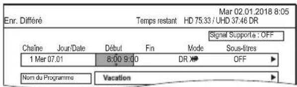 PANASONIC DMRUBS70 - Options de l'enregistrement différé - 1