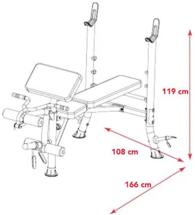 TUNTURI WB40 Compact Width Weight Bench - Tragkraft und Abmessung - 1