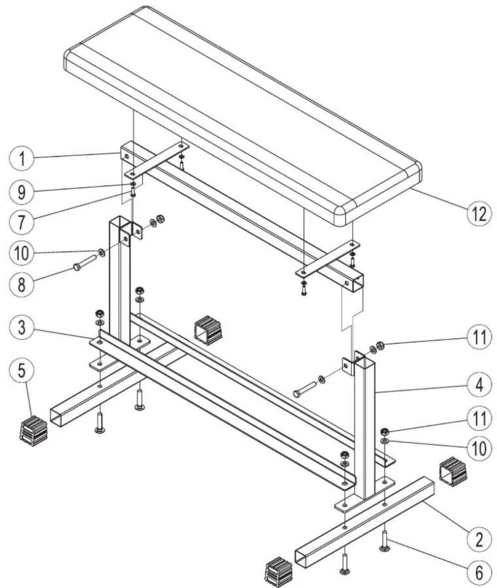 TUNTURI FB20 Flat Bench - Diagrama de despiece - 1