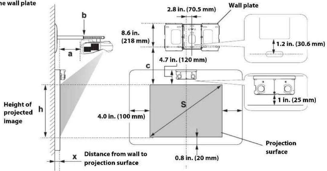 EPSON V12H777020 - Diagonal image size and mounting position - 1