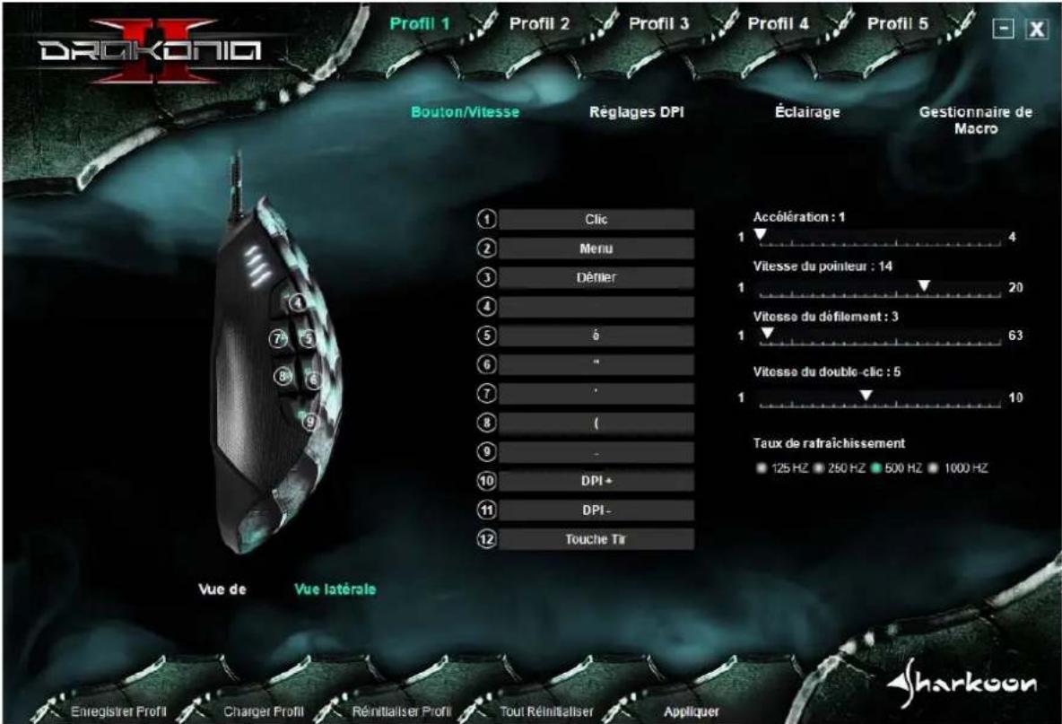 Sharkoon Drakonia II - Bouton / Vitesse - 1