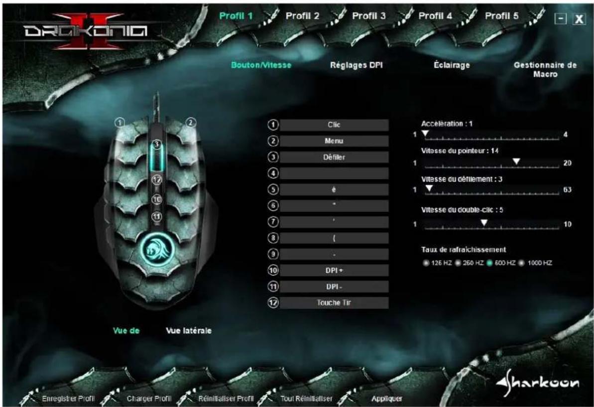 Sharkoon Drakonia II - Options de Profil - 1