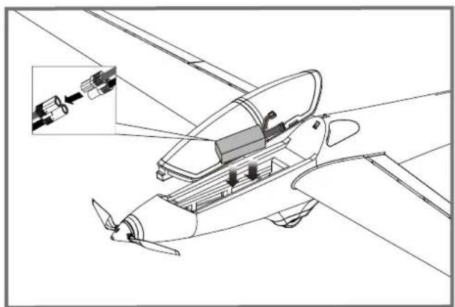 FMS Fox Glider - Mise en place de l'accu - 1