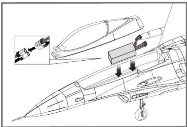 FMS F16C Fighting Falcon - Mise en place de l'accu - 1
