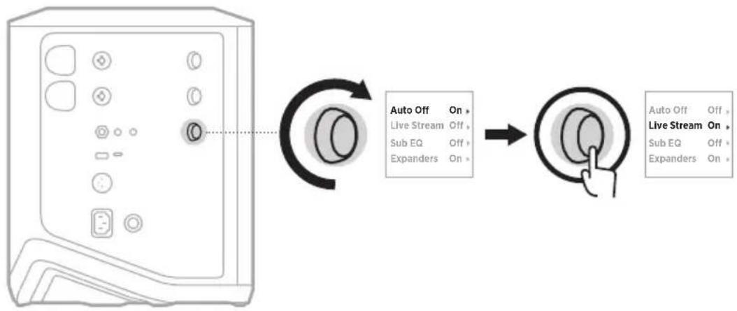 BOSE S1 Pro - De modus Live Stream in- of uitschakelen - 2