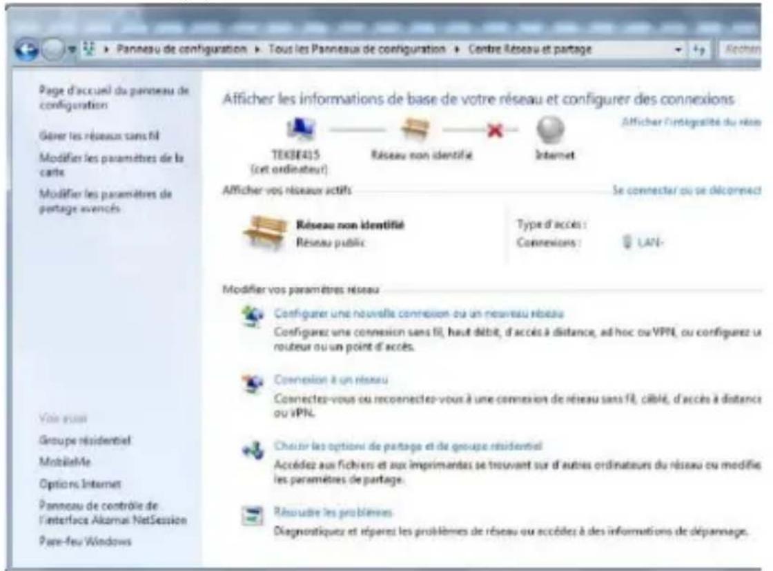 Envivo ENV1266 - Double-cliquez sur "centre réseau et partage", et l'écran suivant va apparaître : - 1