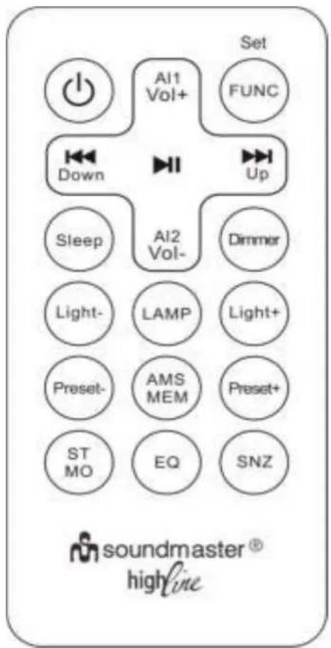 Soundmaster BT1308SI - Remote Control Key List - 1