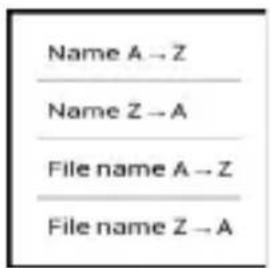 Name A → Z Name Z → A File name A → Z File name Z → A