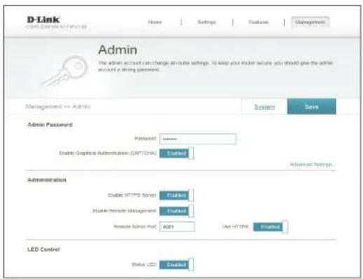 D-LINK COVR2202 - Paramètres avancés - Administration - 1