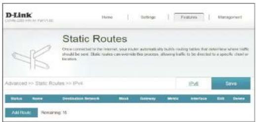 D-LINK COVR2202 - Routes statiques IPv4 - 1