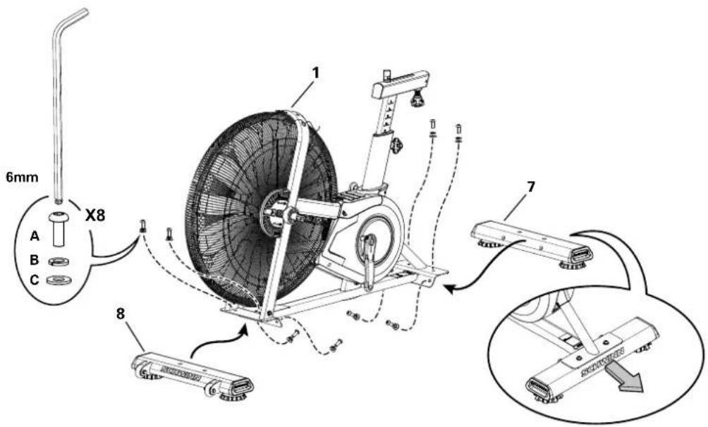 Schwinn Airdyne AD8 - Bevestig de stabilisatoren aan de frameconstructie - 1