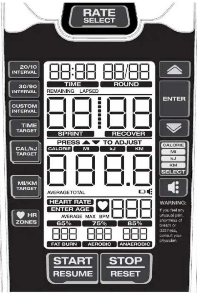 Schwinn Airdyne AD8 - 按鍵功能 - 1