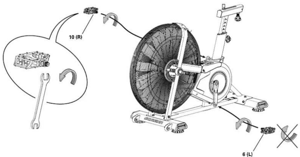 Schwinn Airdyne AD8 - Fixar os pedais ao conjunto da estrutura - 1