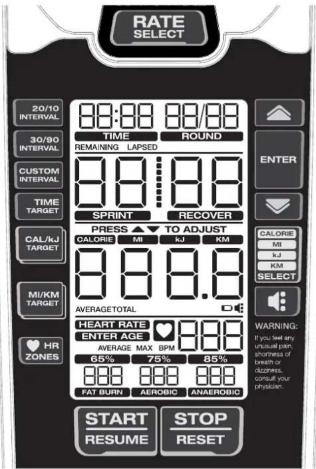 Schwinn Airdyne AD8 - Funciones del teclado - 1