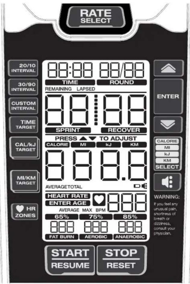 Schwinn Airdyne AD8 - TOETSENBORDFUNCTIES - 1