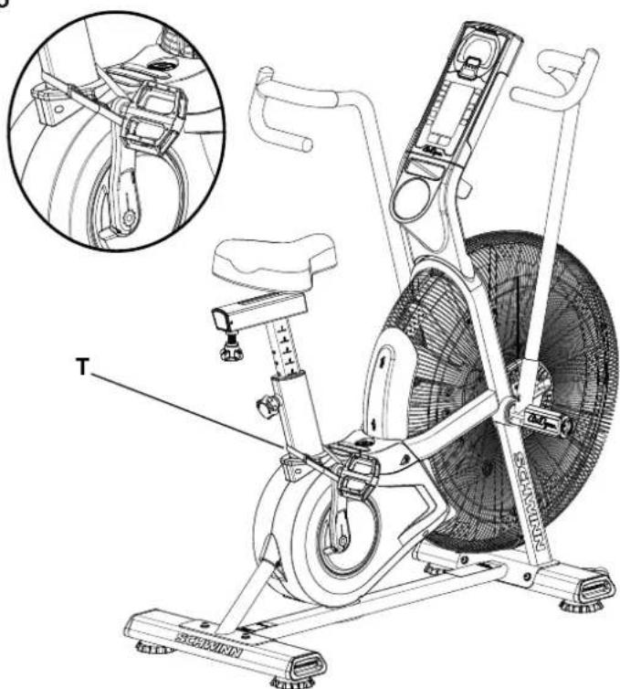 Schwinn Airdyne AD8 - Cómo asegurar el ensamblaje del ventilador/almacenamiento - 2