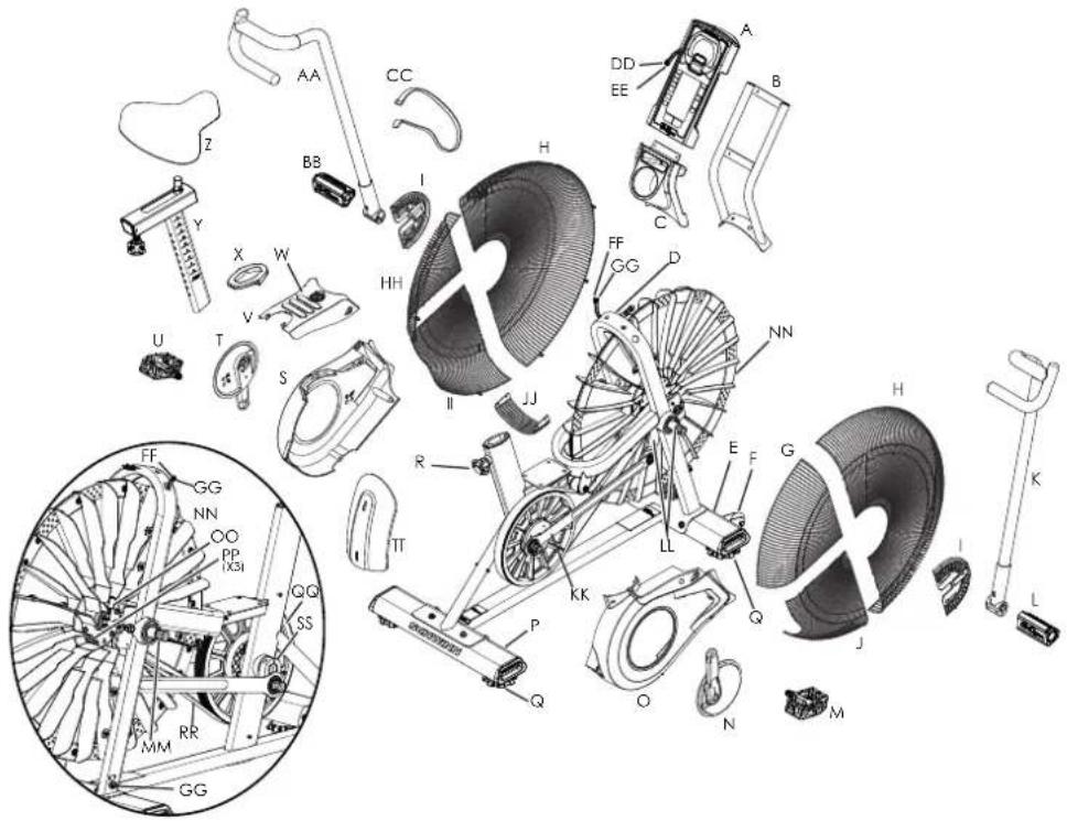 Schwinn Airdyne AD8 - Pièces d'entretien - 1