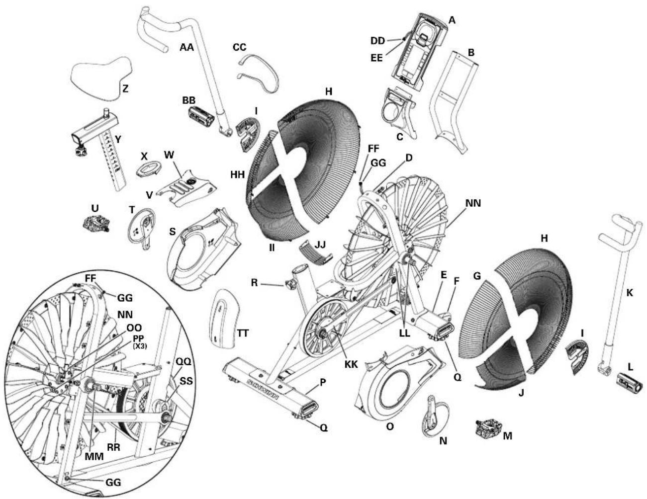 Schwinn Airdyne AD8 - ضبط المqed - 3