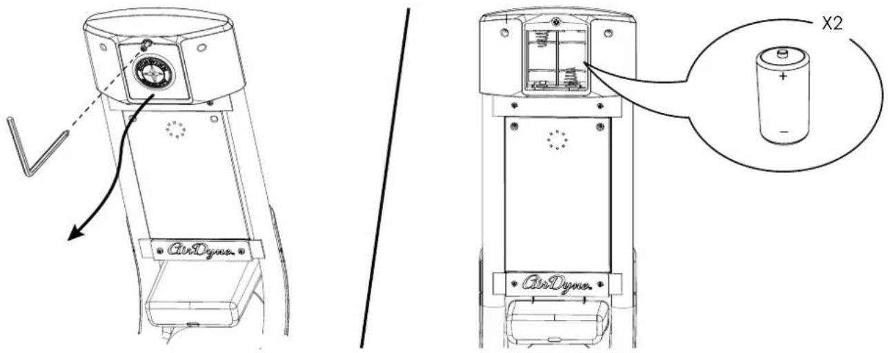 Schwinn Airdyne AD8 - Installez les piles dans la console - 2