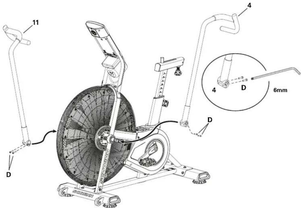 Schwinn Airdyne AD8 - Pedale an der Rahmenbaugruppe befestigen - 4