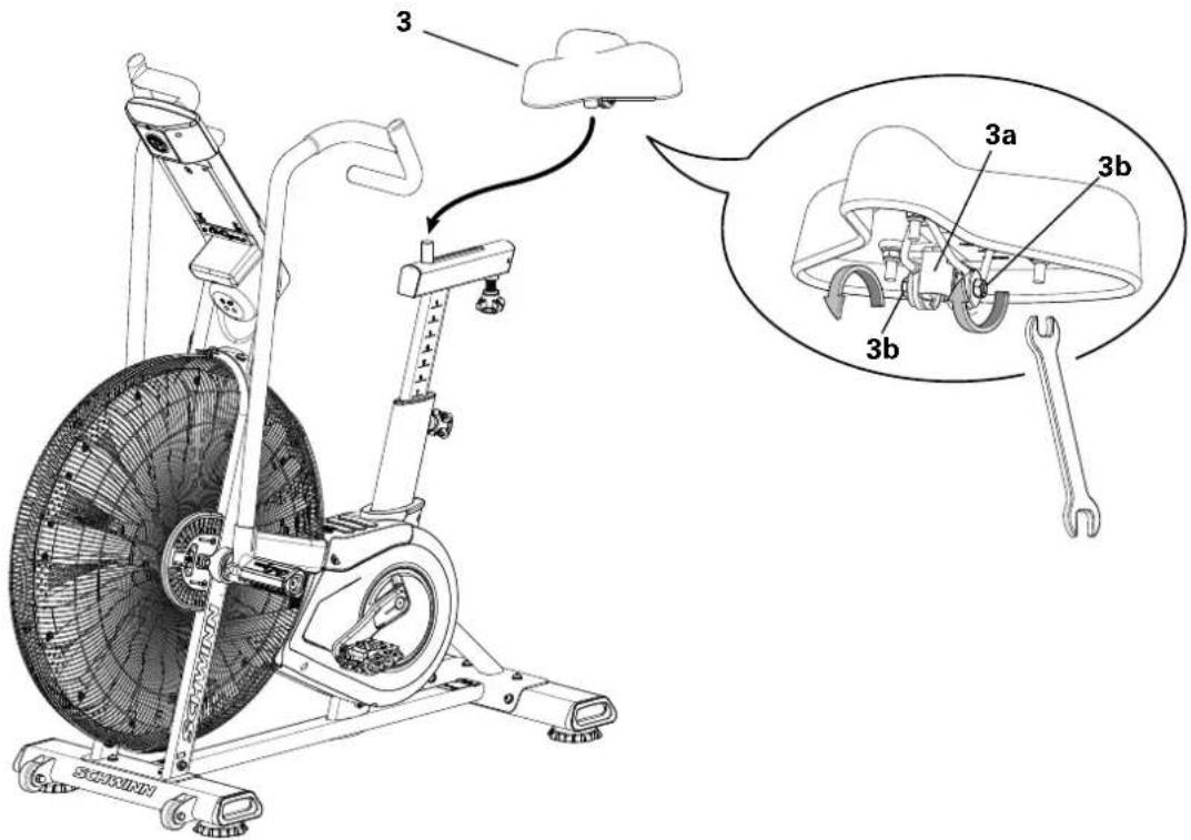 Schwinn Airdyne AD8 - Sattel an der Sattelstütze befestigen - 1