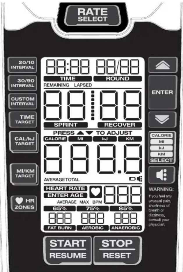 Schwinn Airdyne AD8 - TASTENFELDFUNKTIONEN - 1