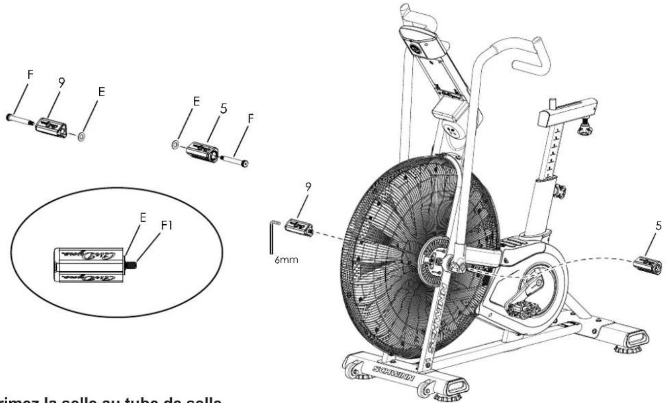 Schwinn Airdyne AD8 - Assemblez les repose-pieds et visserie, et arrimez les repose-pieds au châssis - 1