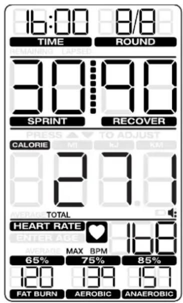 Schwinn Airdyne AD8 - Modo de pausado/resultados - 2