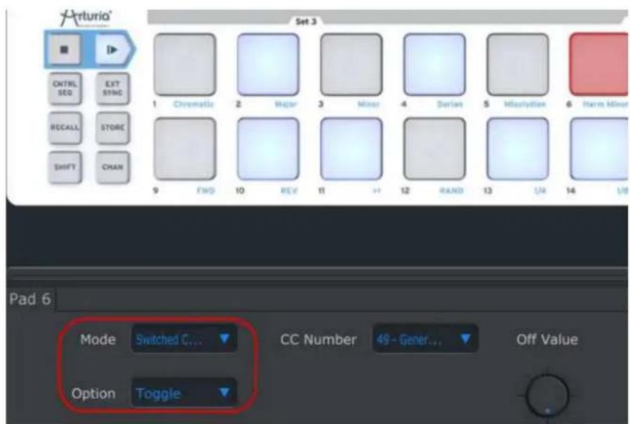 Arturia BeatStep - Assigner un Pad pour alterner un CC# MIDI entre deux valeurs - 1