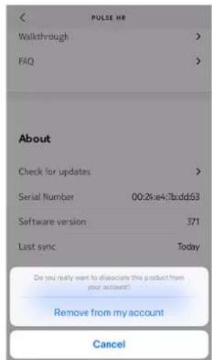 WITHINGS Pulse HR - Touchez Dissocier de mon compte. - 1