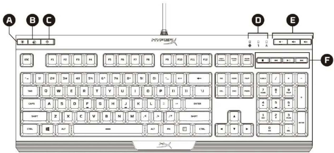 HYPERX Alloy Core RGB - Keyboard overview: - 1